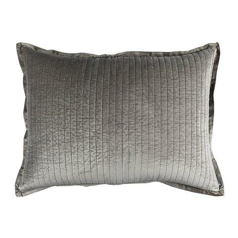 Aria Quilted Luxe Euro Pillow Lt. Grey Matte Velvet 27X36 (Insert Included)