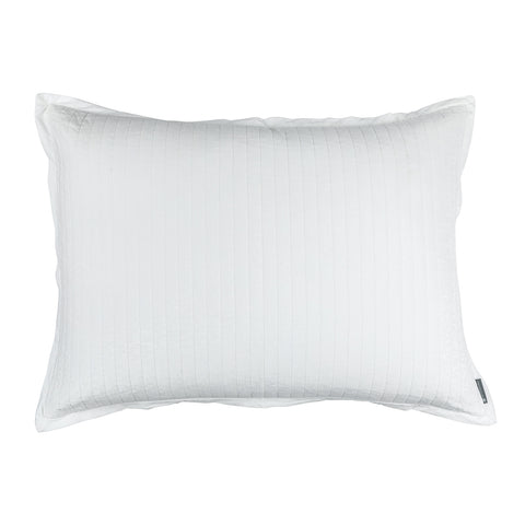Aria Quilted Luxe Euro Pillow White Matte Velvet 27X36 (Insert Included)