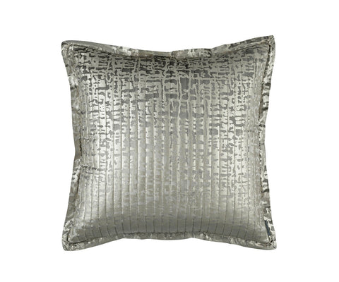 Jolie Quilted Euro Pillow Silver Velvet / Gold Print 26X26