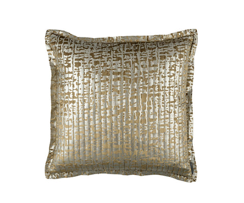 Jolie Quilted Euro Pillow Straw Velvet / Gold Print 26X26