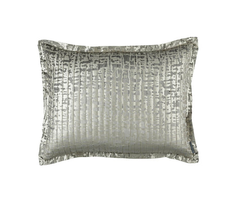 Jolie Quilted Standard Pillow Silver Velvet / Gold Print 20X26
