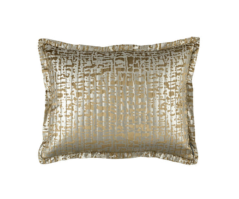 Jolie Quilted Standard Pillow Straw Velvet / Gold Print 20X26