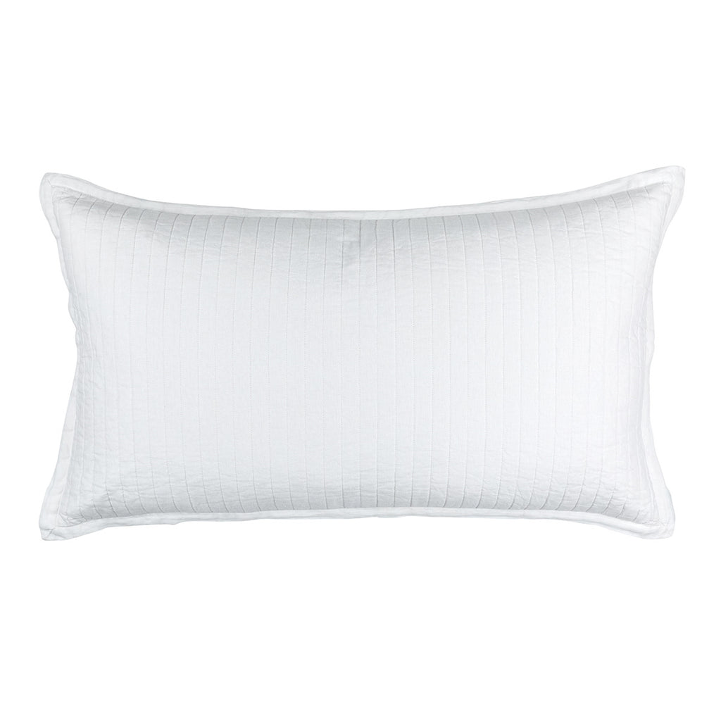 Tessa Quilted King Pillow White Linen 20X36 (Insert Included)
