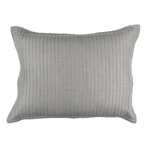 Tessa Quilted Luxe Euro Pillow Lt. Grey Linen 27X36 (Insert Included)