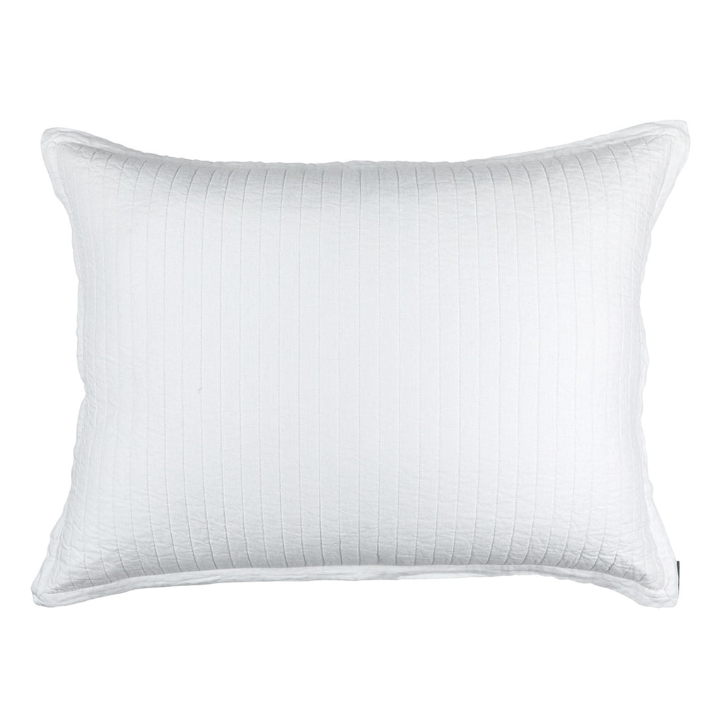 Tessa Quilted Luxe Euro Pillow White Linen 27X36 (Insert Included)