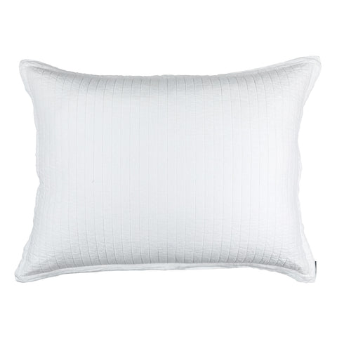 Tessa Quilted Luxe Euro Pillow White Linen 27X36 (Insert Included)