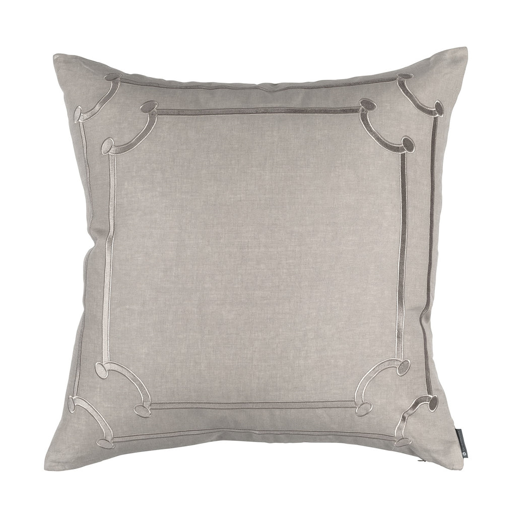Jana Euro Pillow Raffia Linen/ Raffia Matte Velvet Applique 28X28 (Insert Included)