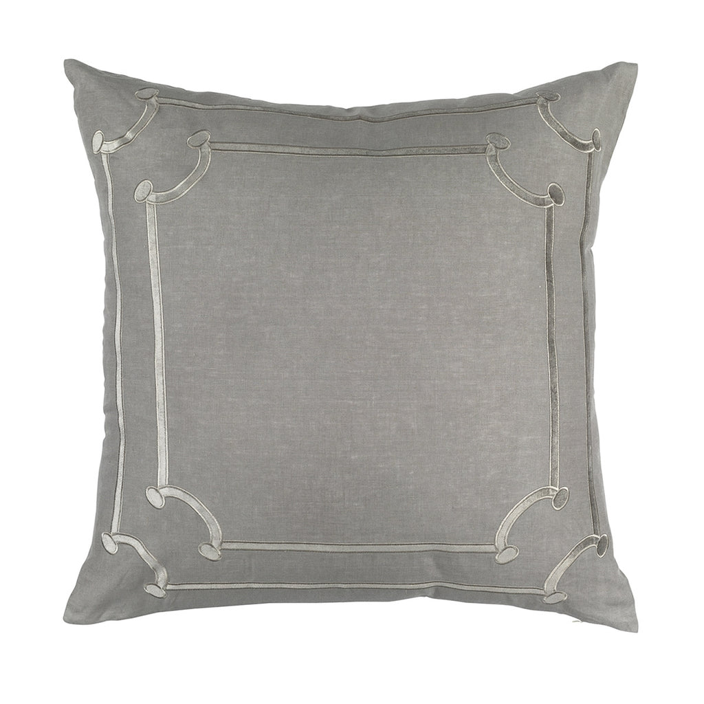 Jana Euro Pillow Lt Grey Linen / Lt Grey Matte Velvet Applique 28X28 (Insert Included)