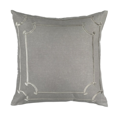 Jana Euro Pillow Lt Grey Linen / Lt Grey Matte Velvet Applique 28X28 (Insert Included)