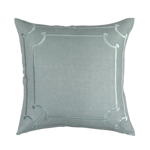 Jana Euro Pillow Sky Linen/ Sky Matte Velvet Applique 28X28 (Insert Included)