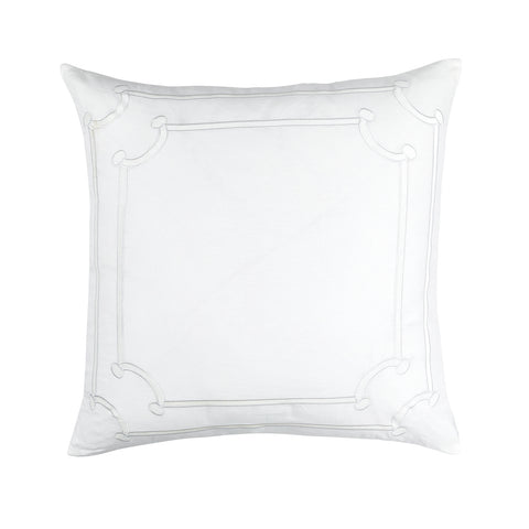 Jana Euro Pillow White Linen/ White Matte Velvet Applique 28X28 (Insert Included)