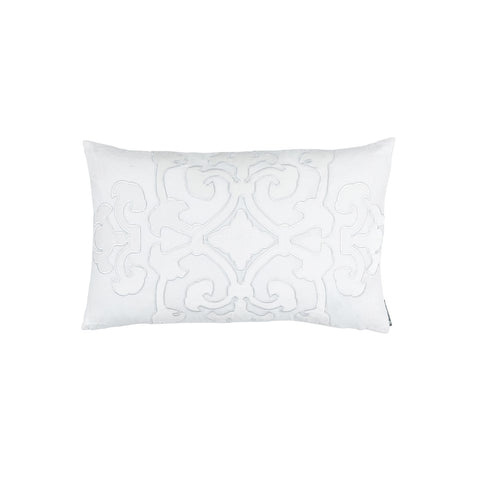 Angie Sm Rect Pillow White Linen / White Matte Velvet Applique 14X22 (Insert Included)