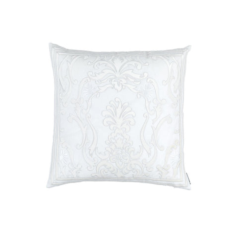Louie Square Pillow White Linen / White Matte Velvet Applique 24X24 (Insert Included)