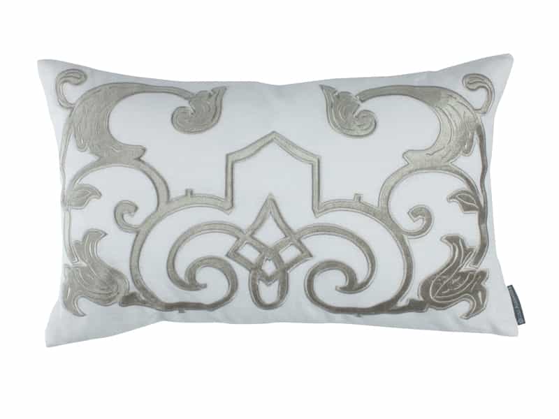 Mozart Sm. Rect. Pillow / White Linen / Ice Silver Velvet 14X22