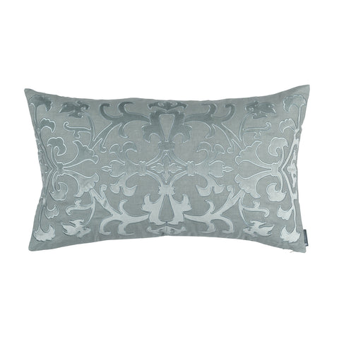 Olivia Lg Rect Pillow Sky Linen / Sky Matte Velvet Applique 18X30 (Insert Included)