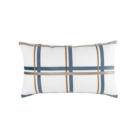 Oliver Lg Rectangle Pillow White Smokey Blue Fawn 18x30