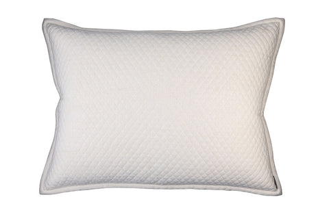 Laurie 1" Diamond Quilted Luxury Euro Pillow Ivory Basketweave 27X36