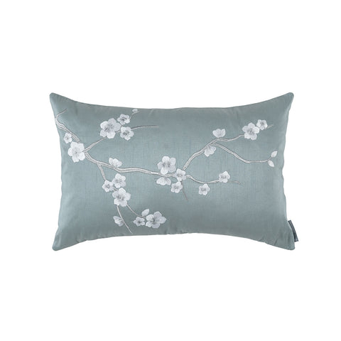 Blossom Sm Rect Pillow Blue Poly Silk / Silver Embroidery 14X22 (Insert Included)