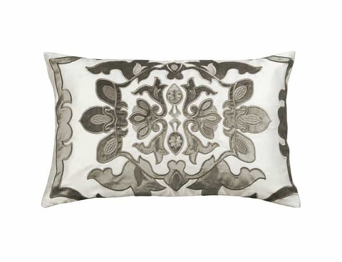 Morocco Sm. Rect. Pillow / Ivory S&S / Silver Velvet 14X22
