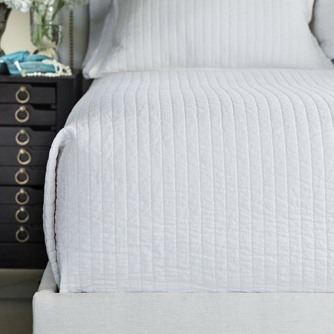 Tessa Quilted King Coverlet White Linen 112X98