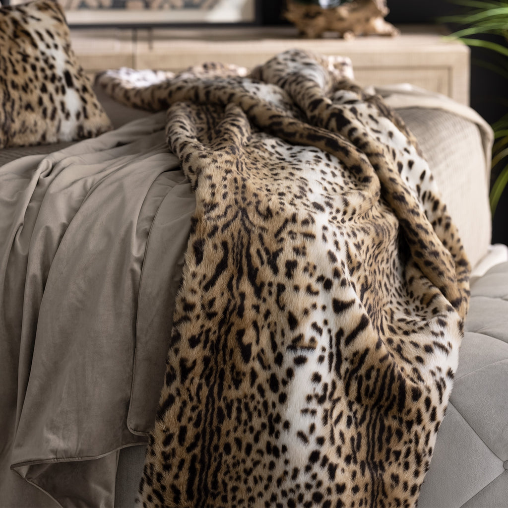 Leopard Throw Faux Fur 42x98