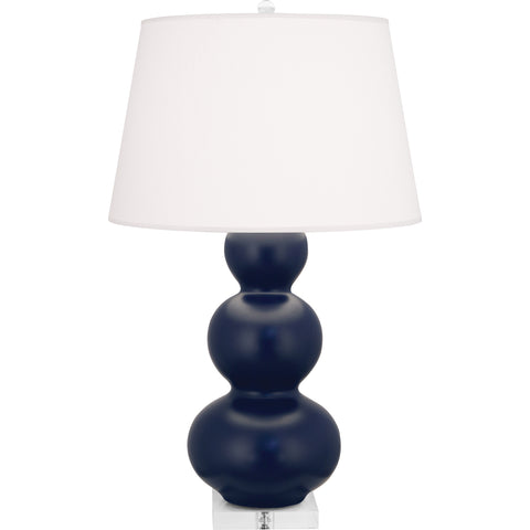 MMB43 Matte Midnight Blue Triple Gourd Table Lamp