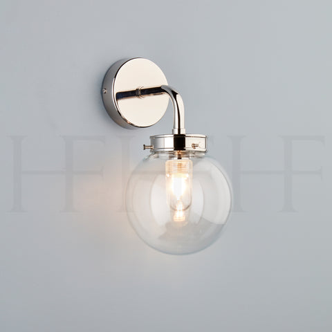 Hector Mini Globe Wall Light, Clear Glass