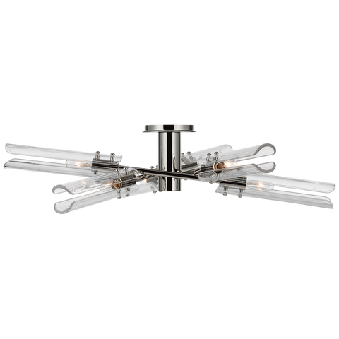 Casoria XL Radial Flush Mount in Polished Nickel with Clear Glass