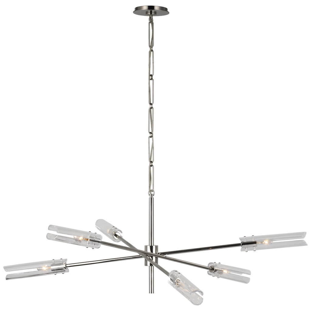 Casoria XL Radial Chandelier in Polished Nickel with Clear Glass