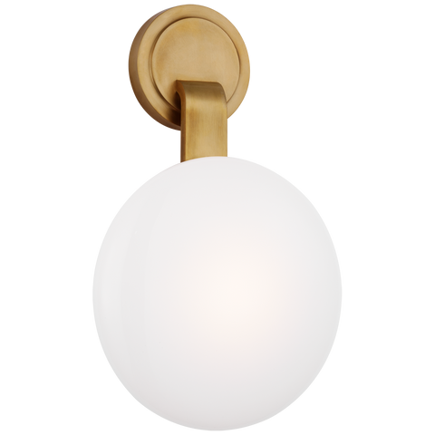 Marisol Medium Single Sconce in Soft Brass with White Glass