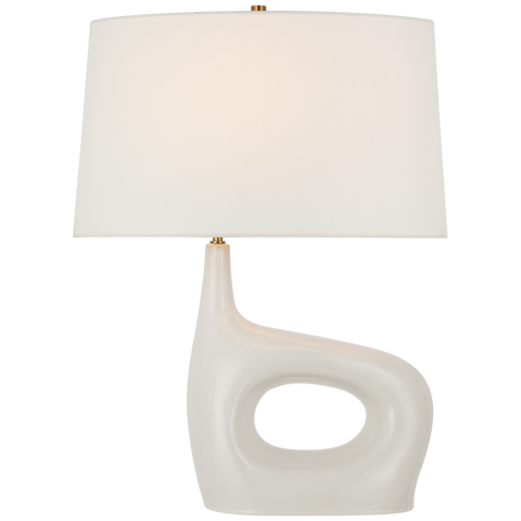 Sutro Medium Right Table Lamp in Ivory with Linen Shade