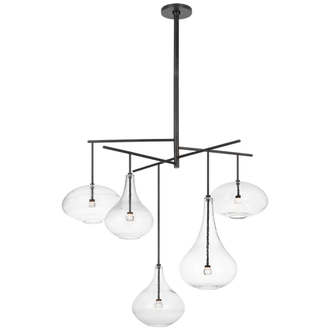 Lomme XL Chandelier in Gun Metal with Clear Glass