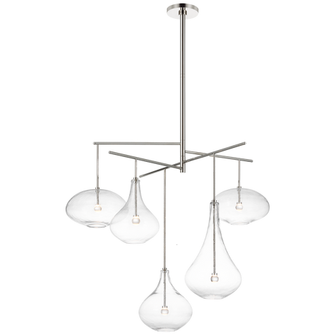 Lomme XL Chandelier in Polished Nickel with Clear Glass
