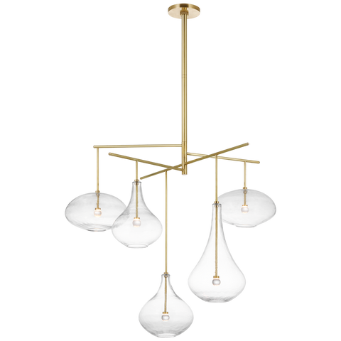 Lomme XL Chandelier in Soft Brass with Clear Glass