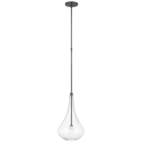 Lomme Small Pendant in Gun Metal with Clear Glass