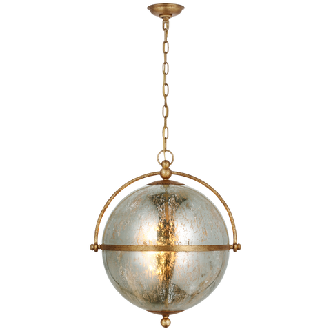 Bayridge XL Pendant in Gilded Iron with Antique Mercury Glass