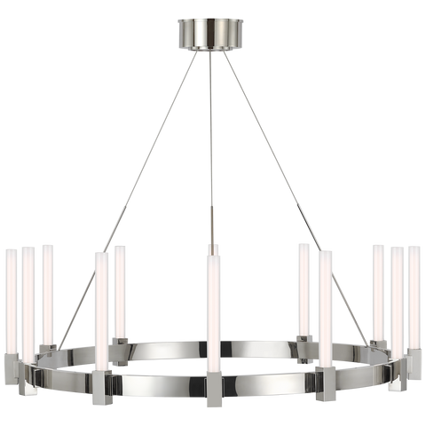 Mafra Large Chandelier in Polished Nickel with White Glass