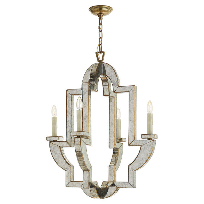 Lido Medium Chandelier in Antique Mirror and Hand-Rubbed Antique Brass