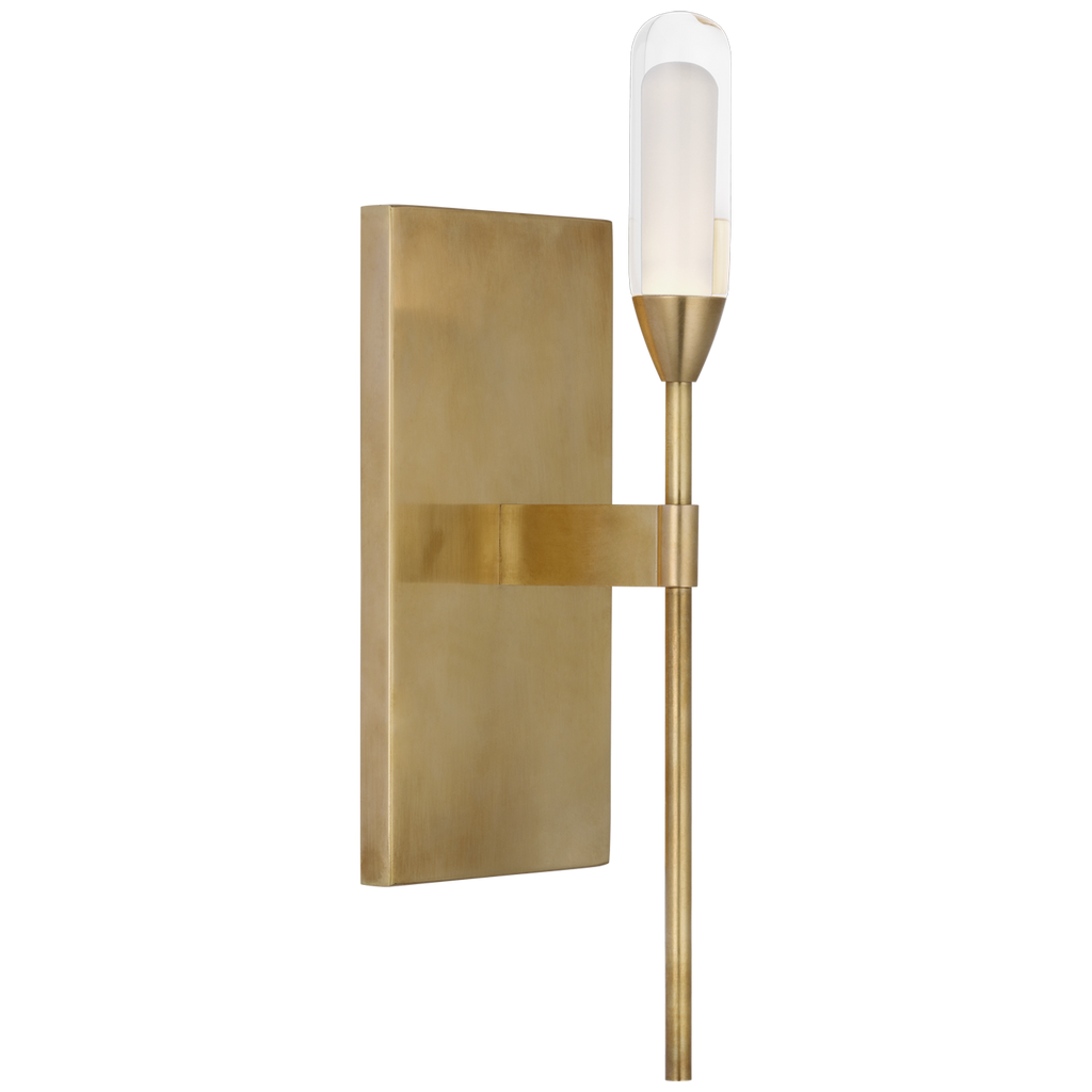 Overture Medium Sconce in Natural Brass with Clear Glass