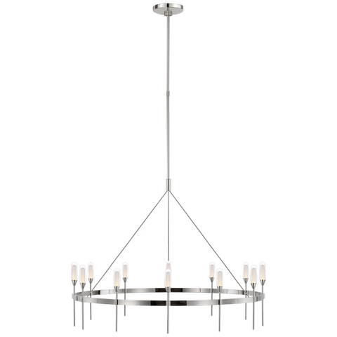 Overture XL Ring Chandelier in Polished Nickel with Clear Glass