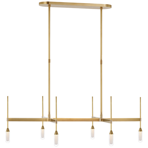Overture Medium Downlight Linear Chandelier in Natural Brass with Clear Glass