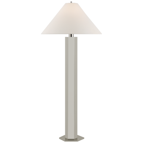 Olivier Large Floor Lamp in Polished Nickel with Linen Shade