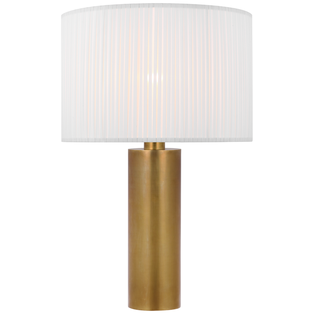 Sylvie Medium Table Lamp in Hand-Rubbed Antique Brass with Silk Pleat Shade