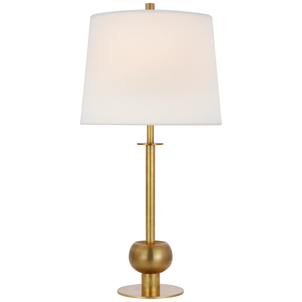 Comtesse Medium Table Lamp in Hand-Rubbed Antique Brass with Linen Shade