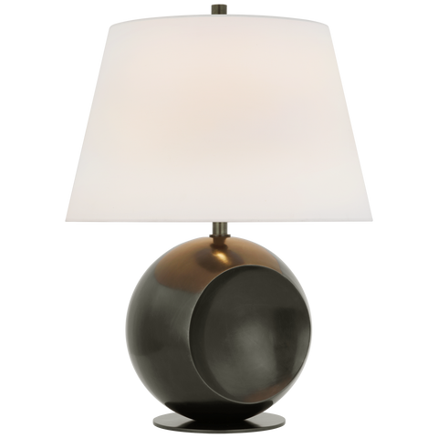 Comtesse Medium Globe Table Lamp in Bronze with Linen Shade