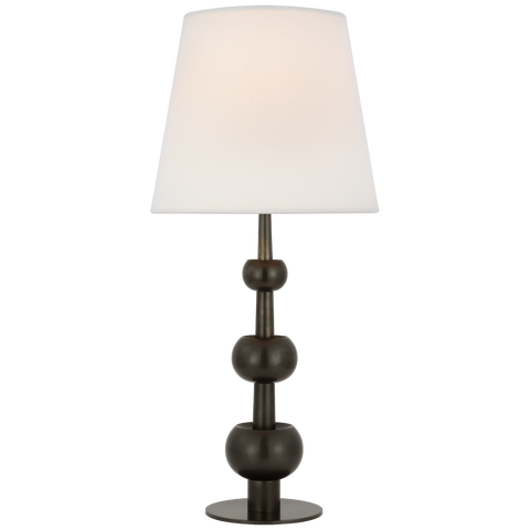 Comtesse Medium Triple Table Lamp in Bronze with Linen Shade