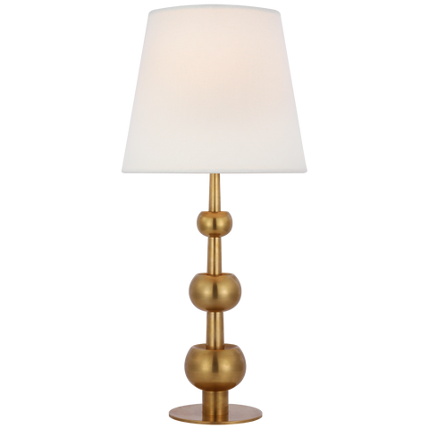 Comtesse Medium Triple Table Lamp in Hand-Rubbed Antique Brass with Linen Shade