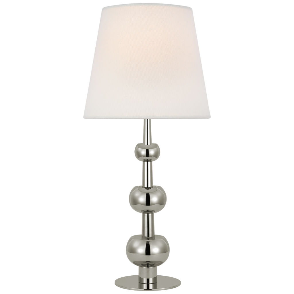 Comtesse Medium Triple Table Lamp in Polished Nickel with Linen Shade