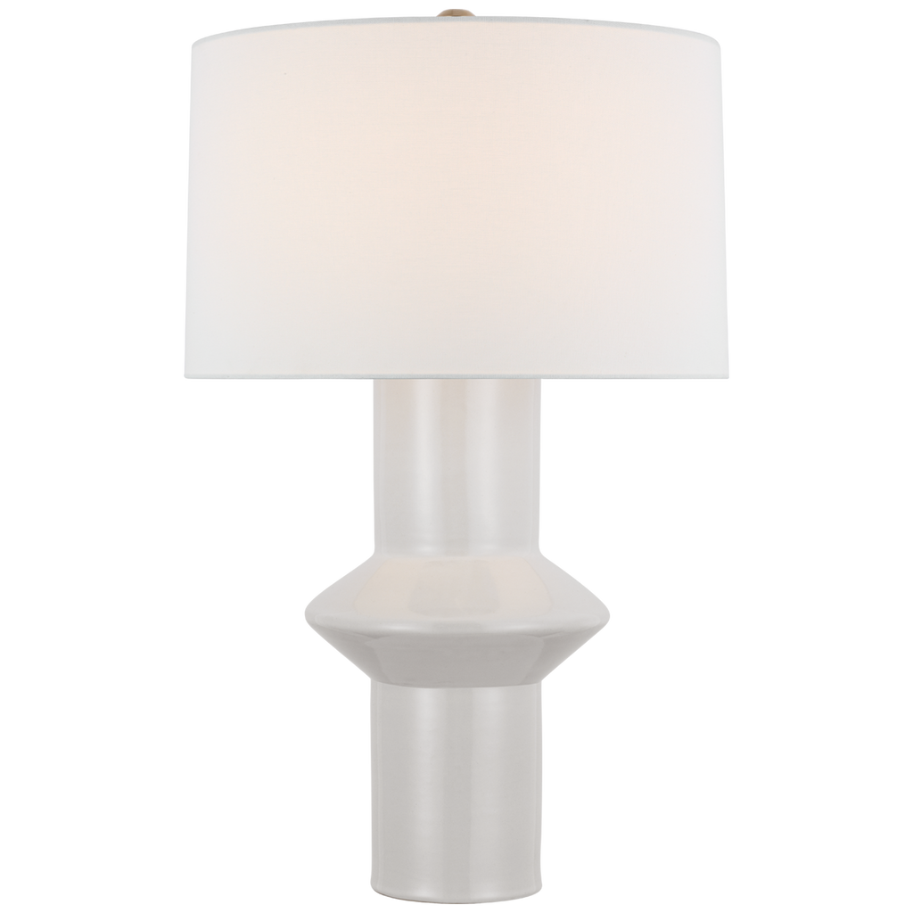 Maxime Medium Table Lamp in New White with Linen Shade